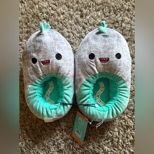 Squishmallows Gray and Teal Kids Slippers